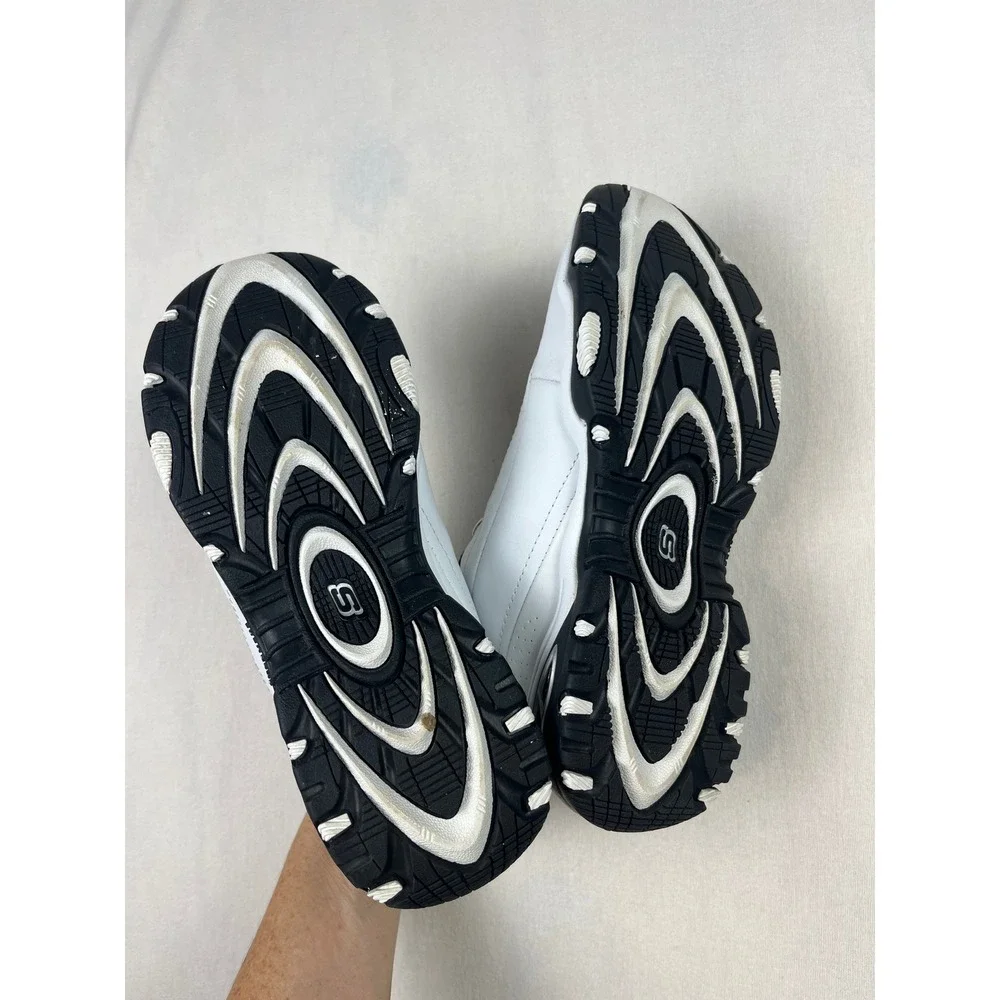 Skechers Sport Premiere White Black Leather Vintage Y2K Sneakers 6 Kids